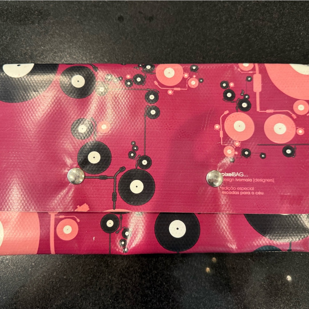 One of a Kind Pink and Black Records Graphic Clutch